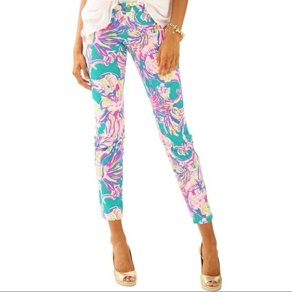 LILLY Pulitzer Kelly Ankle Length Pant in Safari Sighted  Size 0 - Picture 1 of 9